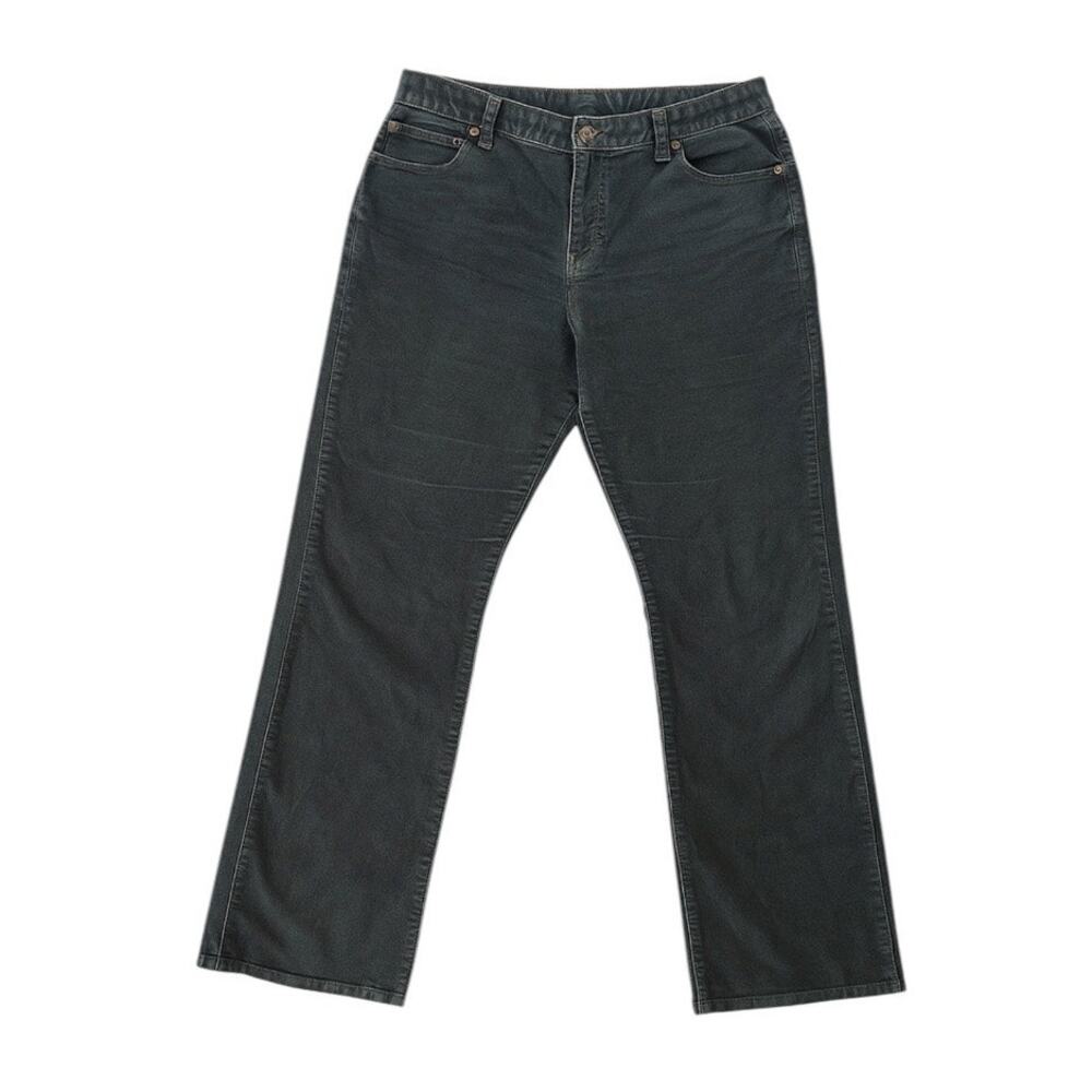 Vintage Ralph Lauren Corduroy Bootcut Pants 10 | Y2K Charcoal Grey Low Rise